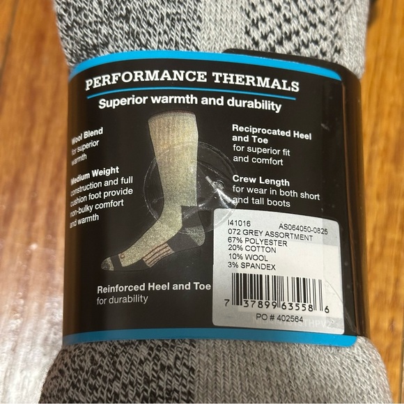 Dickies Wool Blend Trekker Thermals Mens Outdoor Crew Length Socks 4 Pairs New - Picture 5 of 5